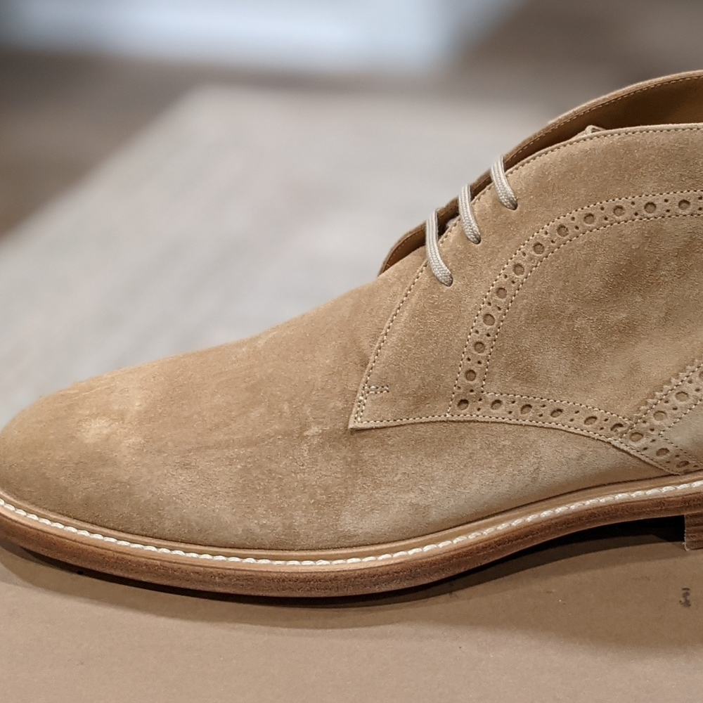 Mens Burberry "Barry" Brogue Suede Chukka Boots Tan - Picture 3 of 7